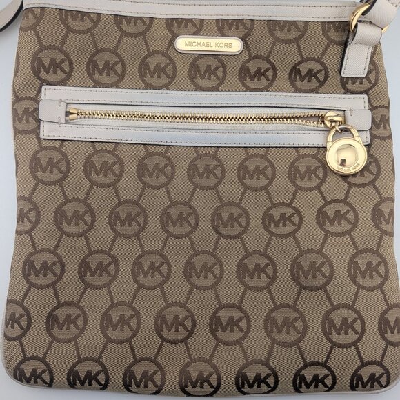 Michael Kors Signature Brown & Cream Crossbody Purse - Picture 2 of 7